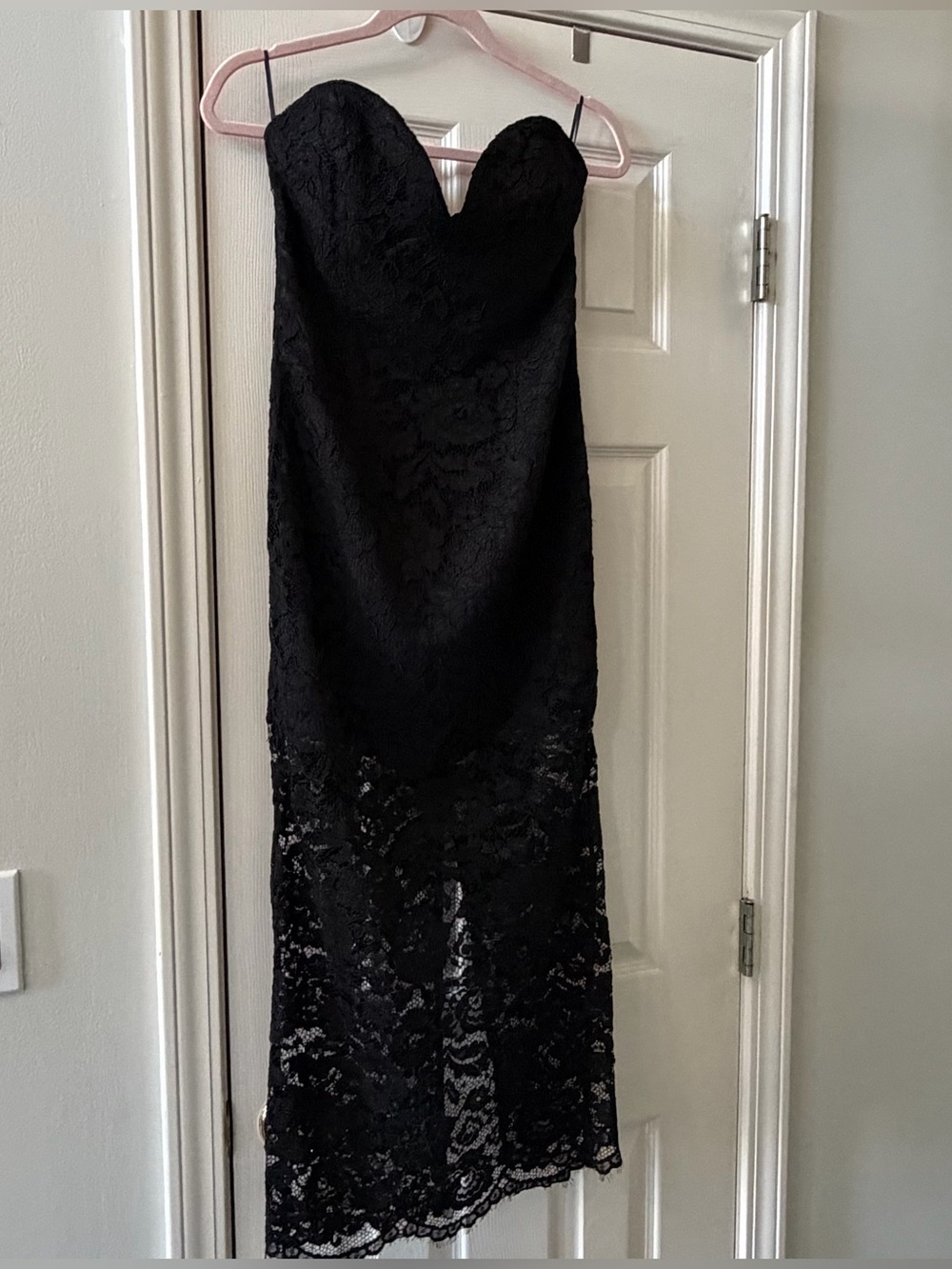 Bardot Artemis Black Strapless Lace Midi Dress Sz S 4